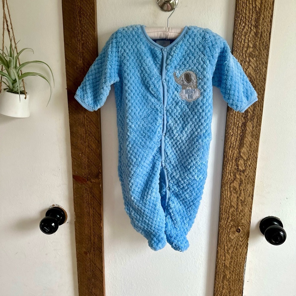 New Boutique Baby Boy 6-9 Months Elephant Footies ULTRA SOFT Plush Cozy